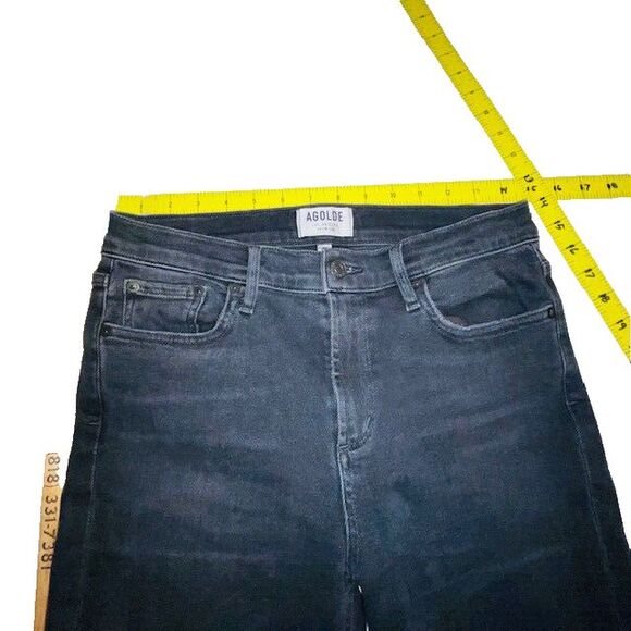 AGOLDE Sophie Mid Rise Skinny Ankle Raw Jeans Black Shout A123B-1158 Size 29 - Picture 5 of 12